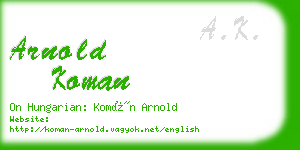 arnold koman business card